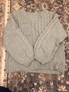 as know as グレー ケーブル編みニット 長袖