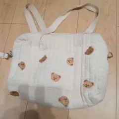 保育園通園バック アイボリー クマ刺繍 マザーズバッグ