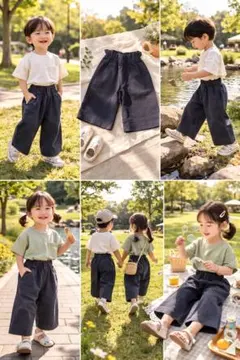 ⭐︎韓国子供服風　ナチュラル ワイドパンツ 90/100