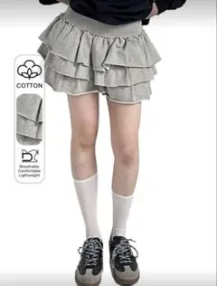 SHEIN グレー ミニ スカート フリルスカート ウィッシュコア 韓国