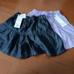 未使用　GU ティアードキュロット2点セット 120