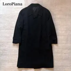 【美品】ロロピアーナ 黒 カシミヤ100% ロング ステンカラーコート 比翼