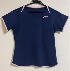 asics アシックス 半袖 Tシャツ ネイビー ピンク　Mサイズのサムネイル