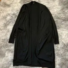 希少❗シルク ウール✨【無印良品】黒のロングカーディガン (M) 体型カバー
