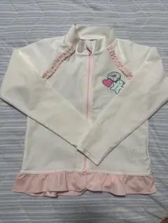 ラッシュガード ホワイト ピンク フリル120cm