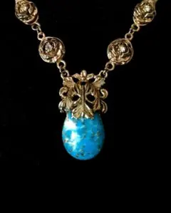 アカンサス フラワー エドワーディアン ターコイズ ルーサイト ネックレスh91