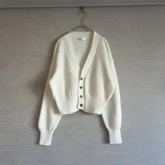 《美品》MACPHEE☆ハニカムコットン Vネックショートカーディガン ホワイト
