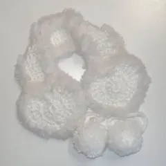 ハート イヤーマフ 耳当て ハンドメイド 編み物 白 ホワイト