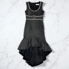 an アン バストジップ テールカット ラメ マーメイドミディアムドレス