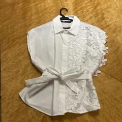 涼やか　ZARA レースデザイン ノースリーブシャツ L