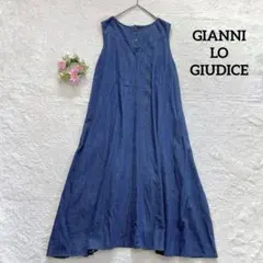 良品★ 【ジャンニロジュディチェ】 デニムライク ノースリーブワンピース (L)