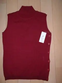 未使用】a.v.v ワイン色 ハイネック ノースリ－ブ ニット