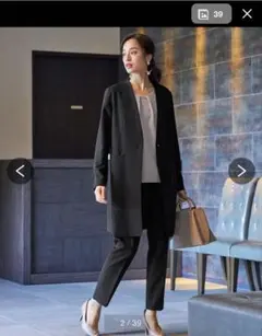 ロングジャケット・ブラウス・パンツ３点セット　ブラック　3L フォーマル　七五三