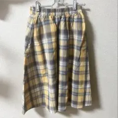 GU 黄色 チェック ロングスカート
