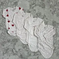 PETIT BATEAU ハート柄　長袖ボディ 4枚セット 12m/74cm