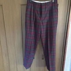 チェック柄ストレートパンツ ゴルフ オフに最適【ウエスト79cm】