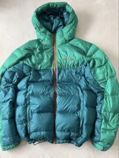 コロンビア00s puffy jacketメンズL緑青ドローコード
