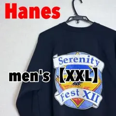 A662【Hanes】ラグラン袖トレーナー【XXL】ブラック