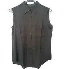 【シフォン風】ノースリーブ ブラウス シャツ Lサイズ 透け感 大人きれいめ