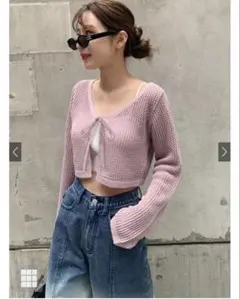 【新品未使用】GRL　メッシュニットボレロ[dr671]　ピンク　Fサイズ