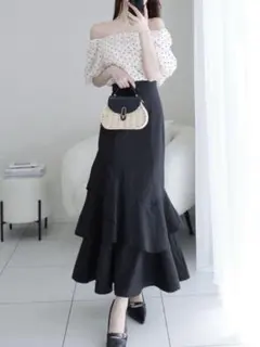 GRL gc300ティアードフリルアシンメトリーマーメイドスカート M