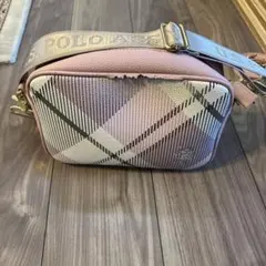 poloピンク系チェック柄ショルダーバッグ