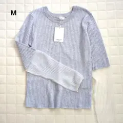 しまむら ニット 薄手 半袖のような長袖 グレー キラキラ ラメ 可愛い Мのサムネイル