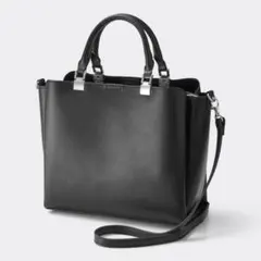 レザータッチトートバッグ　2way　ブラック