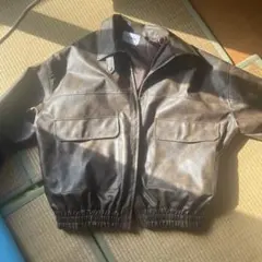 ブラウン クロップドジャケット レザー風