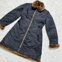 【2165】✨美品✨SUPER HAKKA ロングコート 黒　Aラインのサムネイル