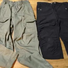 パンツ 2点セット オリーブグリーン ブラック