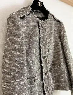 Zara basic collection ツイードジャケット ゴールド系　S