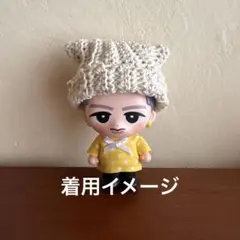 すのチルソフビサイズ　白猫耳ニット帽＋ドットシャツ２点セット(黄色)