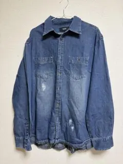 AZUL BY MOUSSY デニムシャツ ダメージ加工 Lのサムネイル