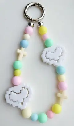 ビーズキーホルダー チャーム パステルカラー