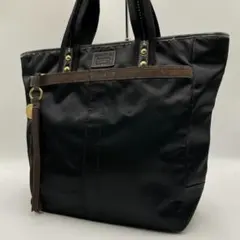 良品 COACH ハンドバッグ キャンバス ブラック 肩掛け