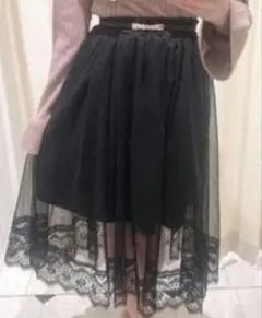 エブリン　evelyn　ドットチュールロングスカート