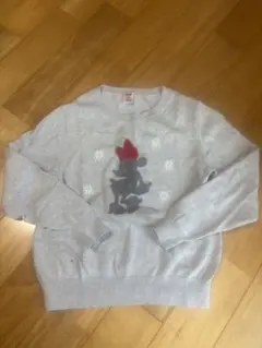 ミッキー刺繍 グレー セーター