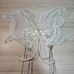 蝶・パール・ストーンの髪飾り