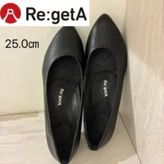 【新品未使用】Re: getAリゲッタ黒ポインテッドトゥーパンプス25センチ