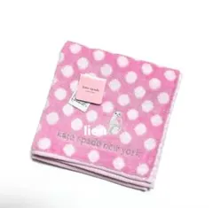 ケイトスペード タオルハンカチ ドット ピンク ねこ 刺繍