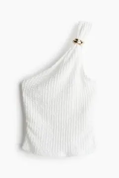 H&M ホワイト 結び目付き トップス