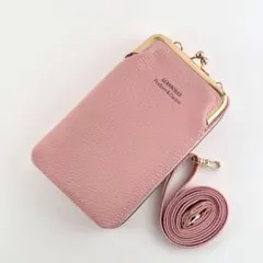 【大人気❤️スマホショルダー】 スマホ財布 レディース がま口 バッグ ピンク