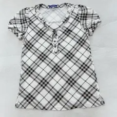 バーバリーブルーレーベル（BURBERRY）ノバチェック柄 フリル半袖カットソー