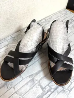 CAMPER クロスストラップサンダル37レザーブラックウェッジソールカンペールのサムネイル