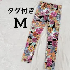 タグ付き✨【M】カラフル花柄レギンス 花柄　ボトムス　スパッツ　カジュアル