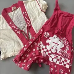 たていと 甚平 90cm ピンク お祭り柄