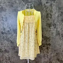 ギャラリービスコンティ【花柄】ドッキング 切替ワンピース/リボン✨ナイロン混