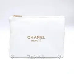 新品 正規ノベルティ 海外 シャネル ゴールド ファスナー ポー チ ホワイト