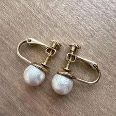 パール風ゴールドクリップイヤリング